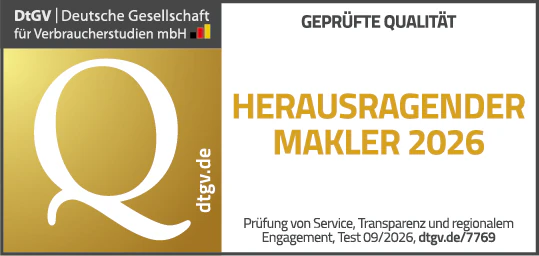 DtGV-Siegel „Herausragender Makler 2026“ für Heinrichs Immobilien – geprüft von der Deutschen Gesellschaft für Verbraucherstudien (Test 09/2026)